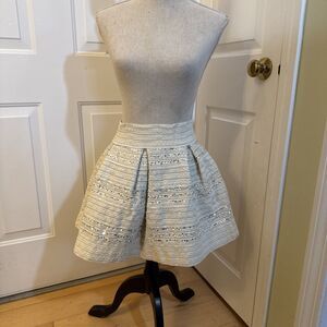 EASY ELASTIC WAIST ginger g ivory sequined skater skirt women’s size S